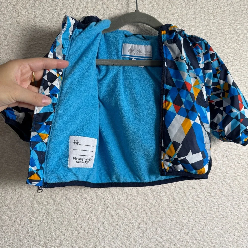 Columbia Baby Blue Colorful Geometric Pattern Fleece Lined ‎ Jacket 3-6 Months